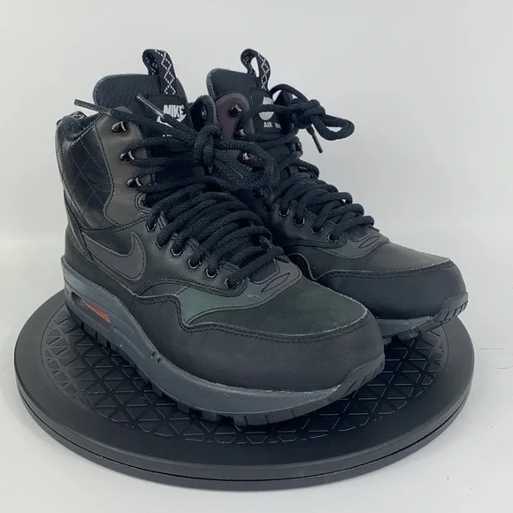 Nike Air Max 1 Mid Sneakerboot Black Water Repel 807307-001 Women’s Size 7 - Picture 7 of 14
